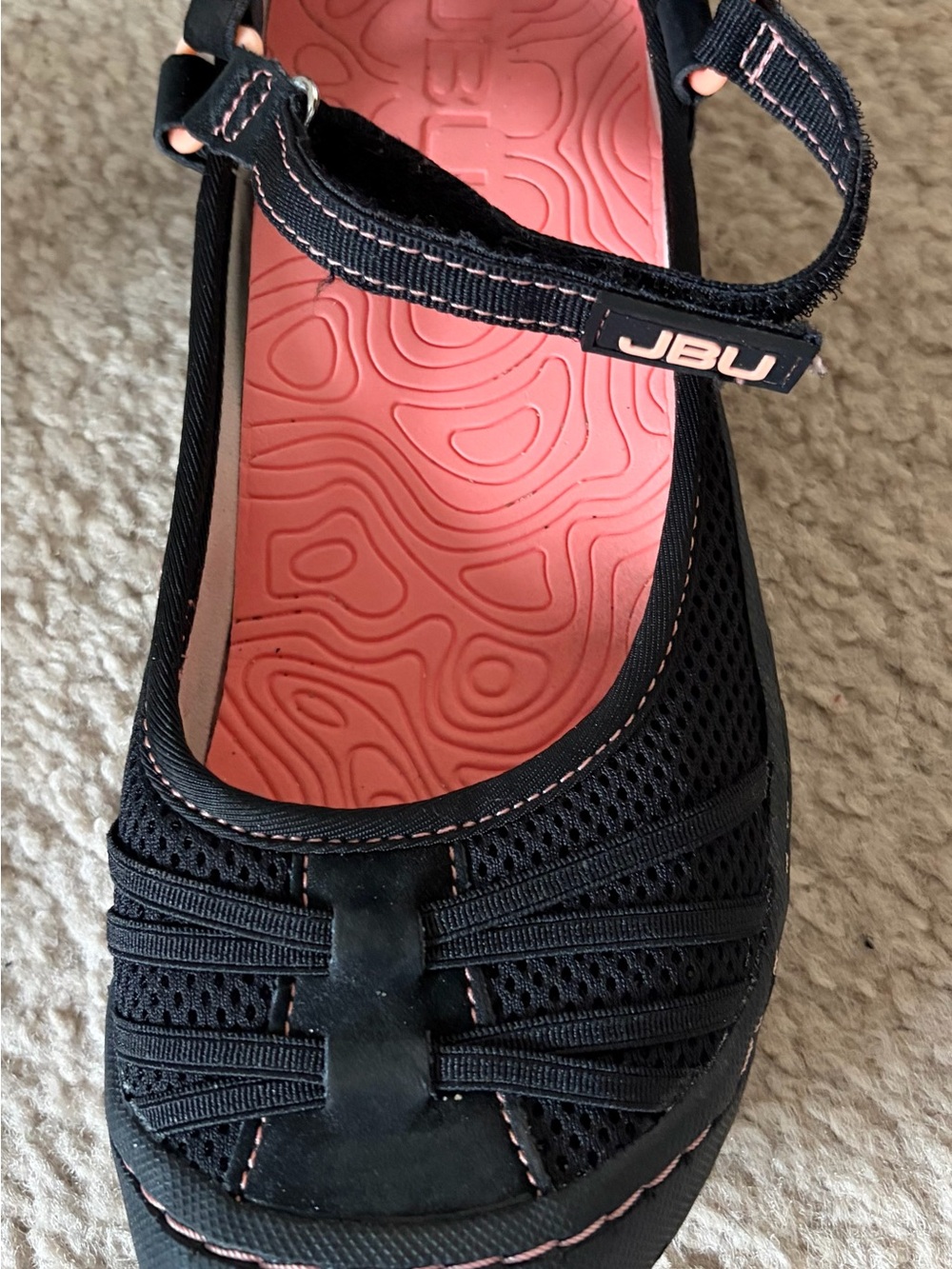 JBU by Jambu Women’s Black & Coral Strap Sport Sandals - Land or Water - Picture 2 of 8